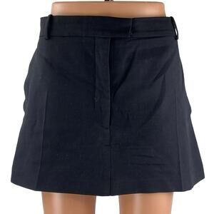 Zara Women's Black Wool High Rise Minimalist Mini Flare A-Line Skort Skirt Sz XL